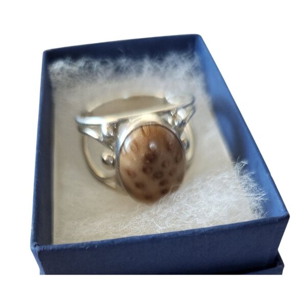 Ring Petrified Palmwood  Silver   Size 13 1/2  10 gr Stone 20 x 15 mm  Jerry Fra - Picture 8 of 14